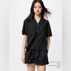 NWOT Uniqlo linen blend camp, button-down shirt